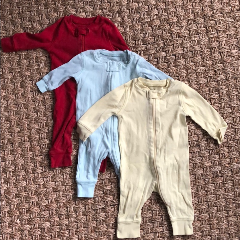 Zip Rompers (lot of 3) - Red, Blue and Yellow
